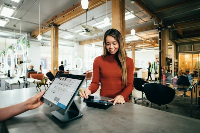 Small business owner working